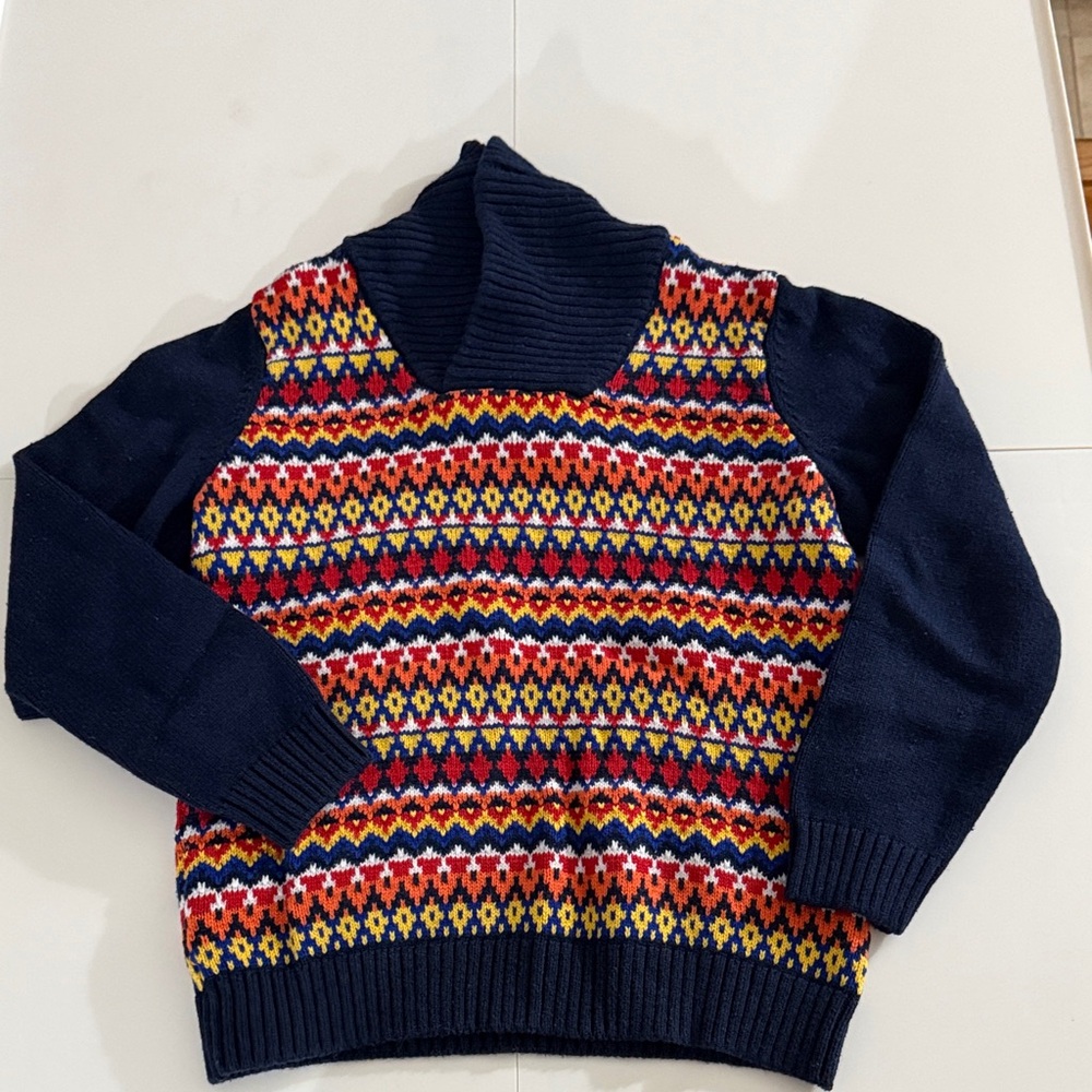 Janie and Jack Navy Sweater with Colorful Accents